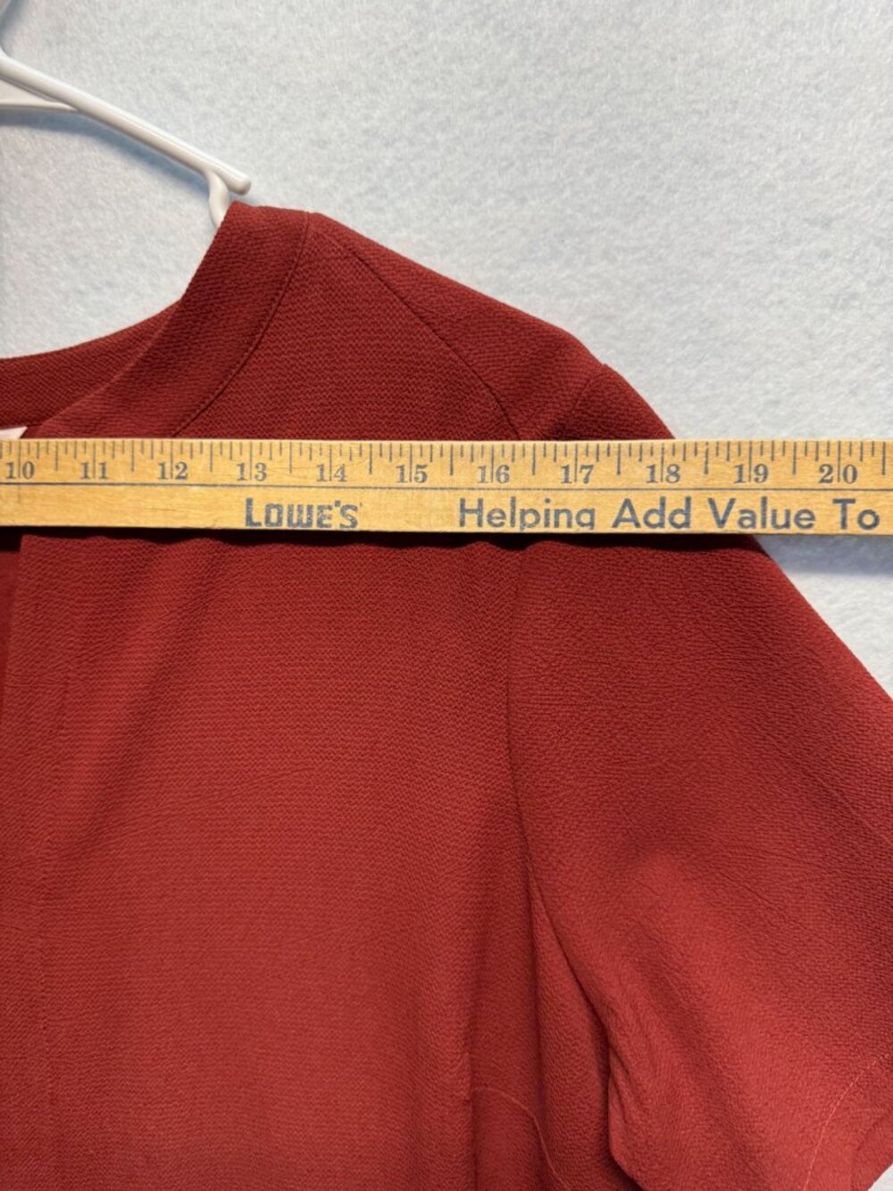 Downeast Womens Red Textured Short Sleeve Shift Dress With V-Neck & Pocket LARGE - Picture 4 of 10